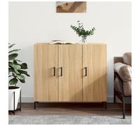 Sideboard Sonoma Oak 90x34x80cm Engineered Wood 3-Door D-Pull Storage for Living