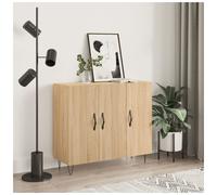 Sideboard Sonoma Oak 90x34x80cm Engineered Wood 3-Door Hairpin Legs Modern small