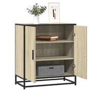 Sideboard Sonoma Oak/Black 68x35x76 cm Engineered Wood & Metal Storage - 3 Shelf
