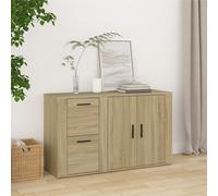 Sideboard Sonoma Oak Engineered Wood 100x33x59.5 cm White Small Cabinet