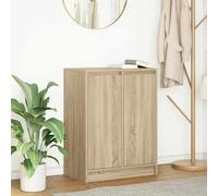 Sideboard Sonoma Oak Engineered Wood 57x34x76 cm White 2-Door Storage Cabinet UK