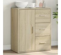 Sideboard Sonoma Oak Engineered Wood 60x31x70 cm White Accent Storage Cabinet UK