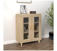 Sideboard Sonoma Oak Engineered Wood 69.5x34x90 cm 2 Door Glass Modern Storage