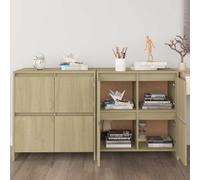 Sideboard Sonoma Oak Engineered Wood 70x41x75 cm 2pcs Old Wood Minimal. 8 Doors