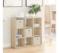 Sideboard Sonoma Oak Engineered Wood 73.5x24x69.5cm 3-Drawer Recessed Handles US