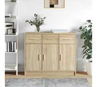 Sideboard Sonoma Oak Engineered Wood 91x28x75 cm Slim Storage Cabinet with Doors