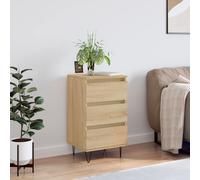 Sideboard Sonoma Oak White 40x35x70cm Engineered Wood Metal Legs 3-Drawer Modern