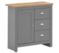 Sideboard Storage Cabinet 1 Door 3 Drawers Oak Effect Top Modern Furniture