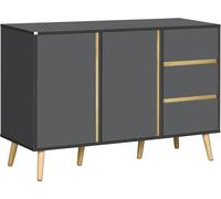 HOMCOM Sideboard Kitchen Cupboard w/ Adjustable Shelves - Double Doors Dark Grey | TJ Hughes