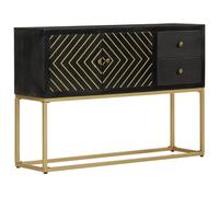 Sideboard Storage Cabinet Cupboard Black and Gold Solid Wood Mango vidaXL