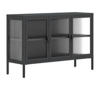 Sideboard Storage Cabinet Cupboard Side Black Glass and Steel vidaXL