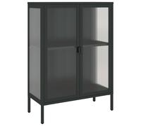 Sideboard Storage Cabinet Cupboard Side Black Glass and Steel vidaXL