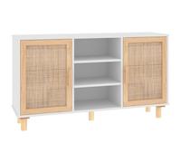 Sideboard Storage Cabinet Cupboard Solid Wood Pine and Natural Rattan vidaXL