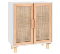 Sideboard Storage Cabinet Cupboard Solid Wood Pine and Natural Rattan vidaXL