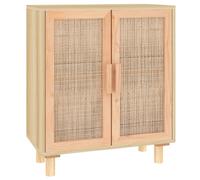 Sideboard Storage Cabinet Cupboard Solid Wood Pine and Natural Rattan vidaXL