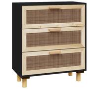 Sideboard Storage Cabinet Cupboard Solid Wood Pine and Natural Rattan vidaXL
