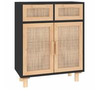 Sideboard Storage Cabinet Cupboard Solid Wood Pine and Natural Rattan vidaXL