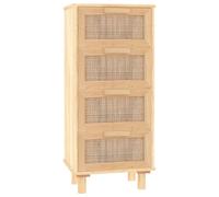 Sideboard Storage Cabinet Cupboard Solid Wood Pine and Natural Rattan vidaXL