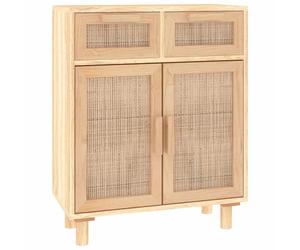 Sideboard Storage Cabinet Cupboard Solid Wood Pine and Natural Rattan vidaXL