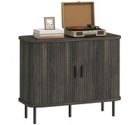 Sideboard Storage Cabinet Sliding Tambour Doors Modern Buffet Grey