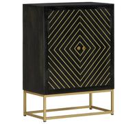Sideboard Storage Cabinet with 2 Doors Black and Gold Solid Wood Mango vidaXL