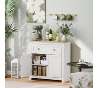 Sideboard Storage Cabinet with Adjustable Shelf, Drawer HOMCOM White One Size