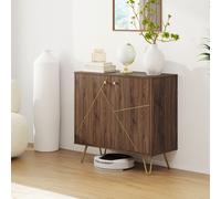 HOMCOM Sideboard Storage Cabinet with Luxurious Steel Lines Steel Legs Brown - Brown