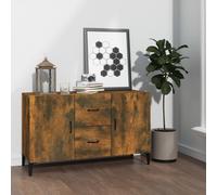 Sideboard 100x36x60cm Smoked Oak Engineered Wood 4-Door Compact Storage Slim Fit