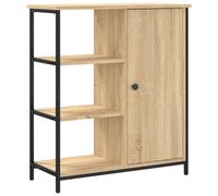 Sideboard Black Sonoma Oak 70x30x80cm Engineered Wood & Steel Storage Cabinet.