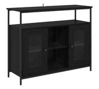 vidaXL 2 Glass Door 3 Shelf Black Oak Sideboard - Size: 80 x 100 x 35cm - Wilko