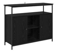 Sideboard Black Oak 100x35x80cm Engineered Wood 2-Door Minimalist StorageUnit XL