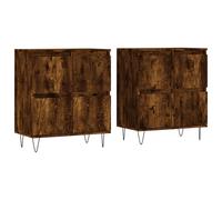 (smoked oak, 2 pcs) vidaXL Sideboard Storage Cupboard Side Cabinets 2 pcs White Engineered Wood