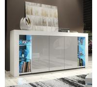 Sideboard Tv Unit Display Cabinet Cupboard Tv Stand Living Room High Gloss Doors - White & Grey