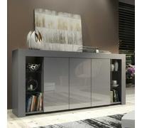 Sideboard Tv Unit Display Cabinet Cupboard Tv Stand Living Room High Gloss Doors - Dark Grey
