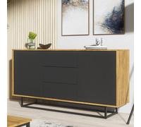 Mex Furniture LTD Sideboard Vista Loft 140cm - Dark Oak & Black Doors in Dark Brown Mex Furniture LTD Dark Brown