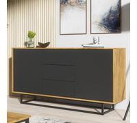 Sideboard Vista Loft 140cm - Dark Oak & Black Doors