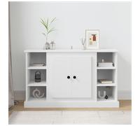 Sideboard White 100x35.5x60cm Eng. wood Rustic 2-Door Storage Matte Black Knobs