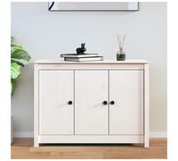 Sideboard White 100x35x74 cm Solid Pine Wood Rustic Storage Cabinet Untreated UK