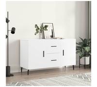 Sideboard White 100x36x60 cm Engineered Wood 2 Drawers 2 Doors Modern Minimal HD