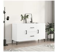 Sideboard White 100x36x60cm Engineered Wood 2-Door 1 Drawer Black Legs Modern UK