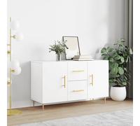Sideboard White 100x36x60cm Engineered Wood Metal Legs Modern Storage UnitforTV