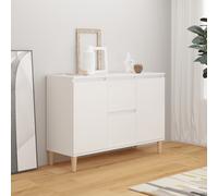 Sideboard White 101x35x70cm Engineered Wood Modern Flush Door Storage Unit Slim
