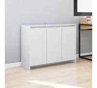 Sideboard White 102x33x75cm Engineered Wood Flush Doors Modern Slim Storage Unit