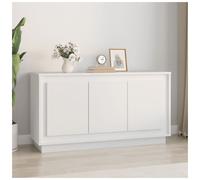 Sideboard White 102x35x55 cm Engineered Wood 3 Door Modern Storage Unit Compact
