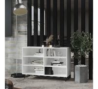Sideboard White 103.5x35x70 cm Engineered Wood & Metal 6-Shelf Industrial Sturdy