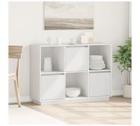 Sideboard White 110.5x35x80 cm Solid Pinewood 3 Doors 3 Compartments Rustic Eco