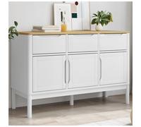 Sideboard White 114x43x74 cm Solid Pinewood Storage Cabinet Rustic Modern Slim
