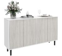 Sideboard White 121x37x75cm MDF Cabinet 4-Door Push-Open Adjustable Shelves Safe