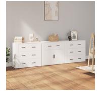 Sideboard White 240x33x70cm Engineered Wood 7 Drawers 2 Doors Modern Storage New