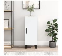 Sideboard White 3-Compartment Engineered Wood with Metal Legs 34.5x34x90cm Slim